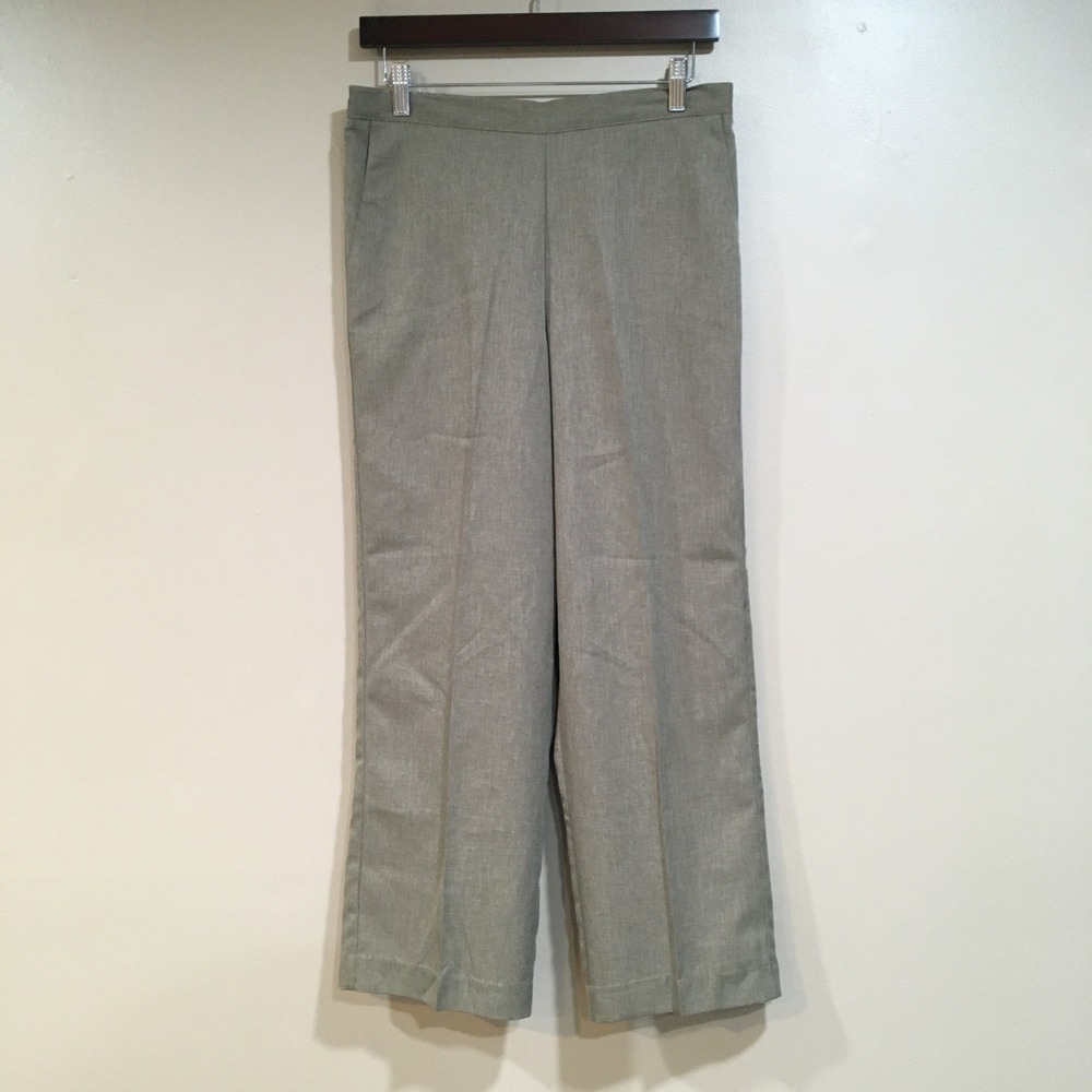 Alfred Dunner Elastic Waist Textured Dress Pant Women 10P Taupe Tan Classic Work